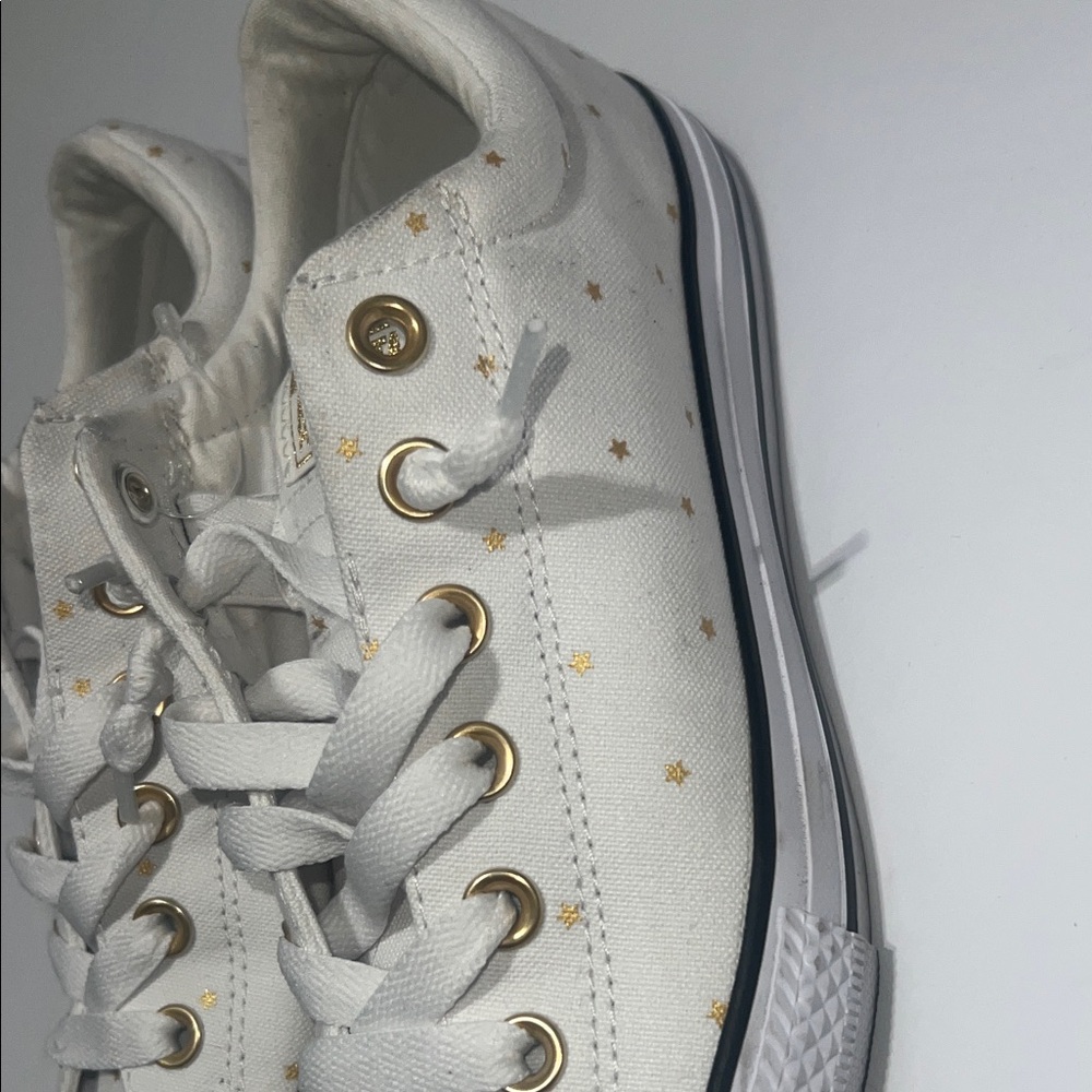 Converse Kids White and Gold Star Sneakers - Picture 6 of 9